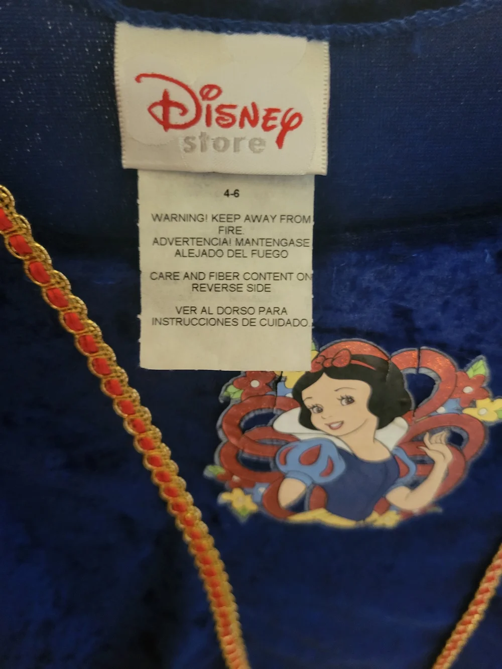 Disney Snow White Dress Costume in Blue, Red & Yellow